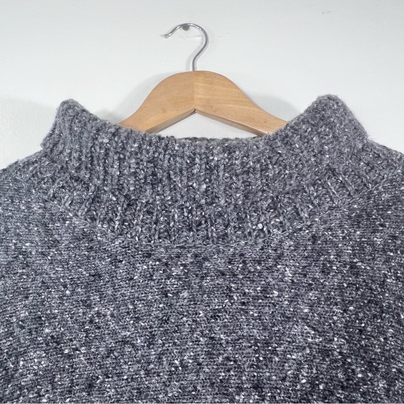 Joie Wool Blend Gray Tweed Cowl Neck Tunic Sweater Poncho Sz M/L - Picture 5 of 11